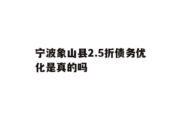 宁波象山县2.5折债务优化是真的吗