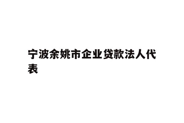 宁波余姚市企业贷款法人代表