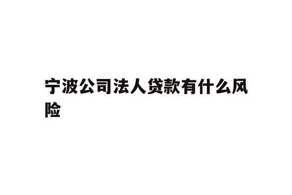 宁波公司法人贷款有什么风险