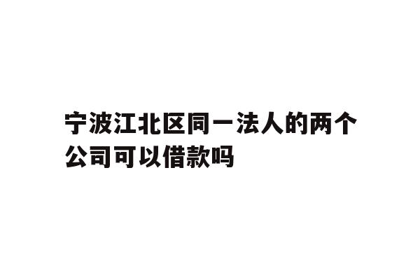 宁波江北区同一法人的两个公司可以借款吗