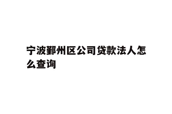 宁波鄞州区公司贷款法人怎么查询