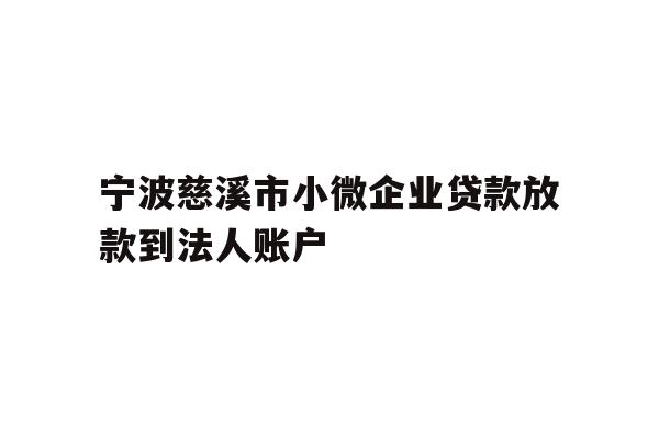 宁波慈溪市小微企业贷款放款到法人账户