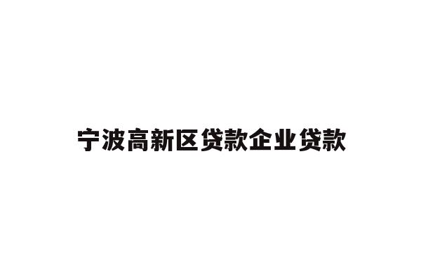 宁波高新区贷款企业贷款