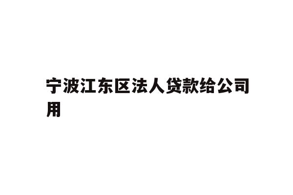 详细阅读:宁波江东区法人贷款给公司用 宁波江东区法人贷款给公司用