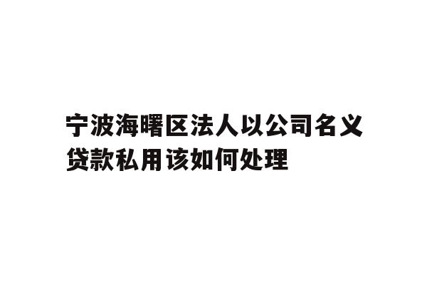 宁波海曙区法人以公司名义贷款私用该如何处理