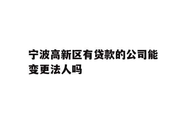 详细阅读:宁波高新区有贷款的公司能变更法人吗 宁波高新区有贷款的公司能变更法人吗