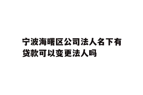 详细阅读:宁波海曙区公司法人名下有贷款可以变更法人吗 宁波海曙区公司法人名下有贷款可以变更法人吗