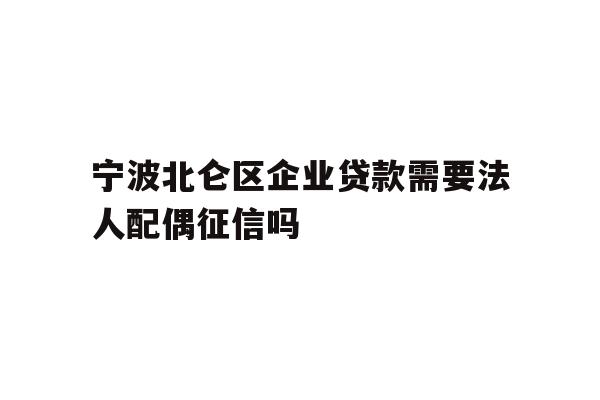 详细阅读:宁波北仑区企业贷款需要法人配偶征信吗 宁波北仑区企业贷款需要法人配偶征信吗