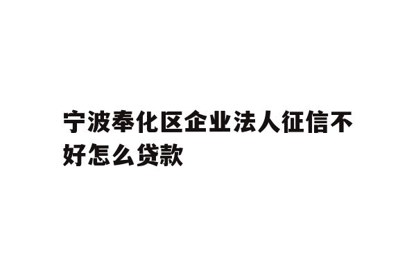 详细阅读:宁波奉化区企业法人征信不好怎么贷款 宁波奉化区企业法人征信不好怎么贷款