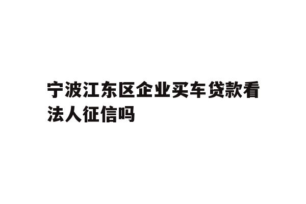 详细阅读:宁波江东区企业买车贷款看法人征信吗 宁波江东区企业买车贷款看法人征信吗