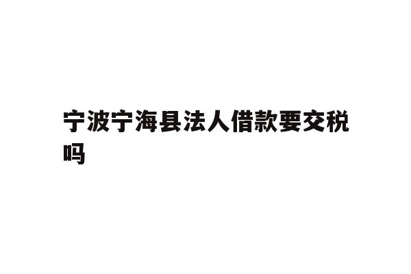 详细阅读:宁波宁海县法人借款要交税吗 宁波宁海县法人借款要交税吗