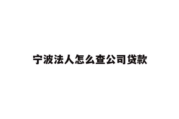 详细阅读:宁波法人怎么查公司贷款 宁波法人怎么查公司贷款