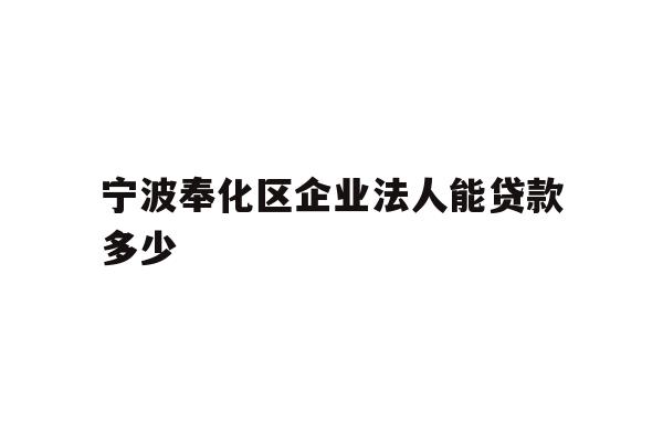 宁波奉化区企业法人能贷款多少