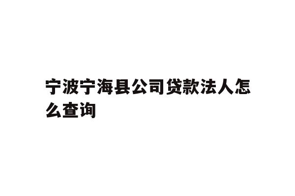 详细阅读:宁波宁海县公司贷款法人怎么查询 宁波宁海县公司贷款法人怎么查询
