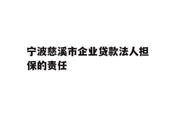详细阅读:宁波慈溪市企业贷款法人担保的责任 宁波慈溪市企业贷款法人担保的责任
