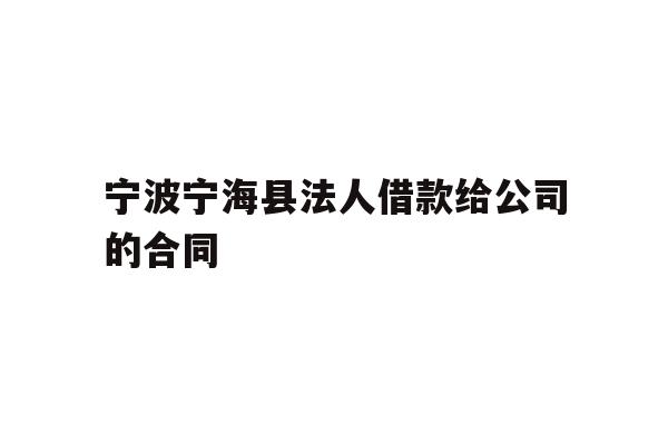 详细阅读:宁波宁海县法人借款给公司的合同 宁波宁海县法人借款给公司的合同