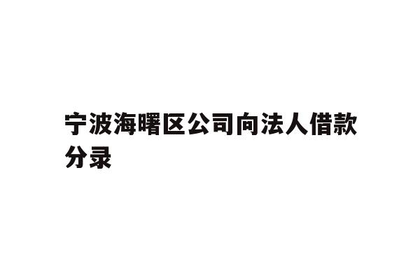 详细阅读:宁波海曙区公司向法人借款分录 宁波海曙区公司向法人借款分录