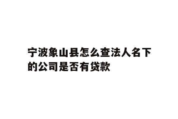 详细阅读:宁波象山县怎么查法人名下的公司是否有贷款 宁波象山县怎么查法人名下的公司是否有贷款