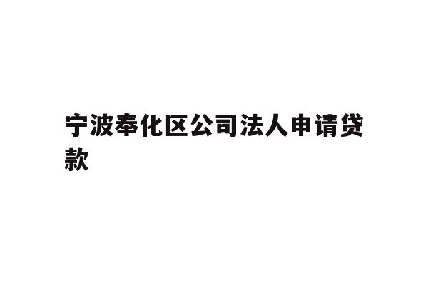 详细阅读:宁波奉化区公司法人申请贷款 宁波奉化区公司法人申请贷款