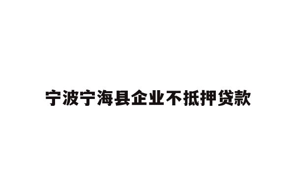 详细阅读:宁波宁海县企业不抵押贷款 宁波宁海县企业不抵押贷款