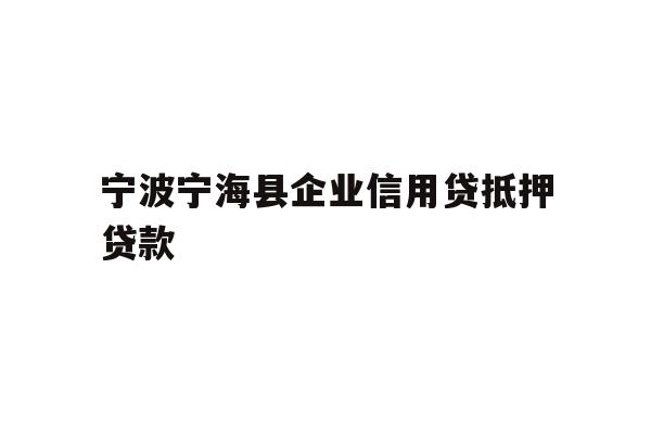 详细阅读:宁波宁海县企业信用贷抵押贷款 宁波宁海县企业信用贷抵押贷款