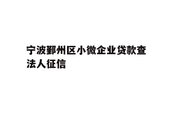 详细阅读:宁波鄞州区小微企业贷款查法人征信 宁波鄞州区小微企业贷款查法人征信