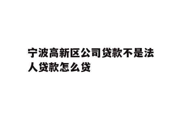 详细阅读:宁波高新区公司贷款不是法人贷款怎么贷 宁波高新区公司贷款不是法人贷款怎么贷