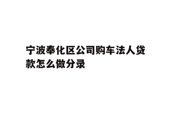 详细阅读:宁波奉化区公司购车法人贷款怎么做分录 宁波奉化区公司购车法人贷款怎么做分录