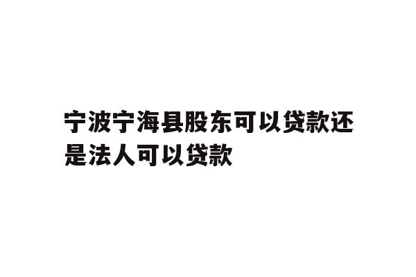 详细阅读:宁波宁海县股东可以贷款还是法人可以贷款 宁波宁海县股东可以贷款还是法人可以贷款