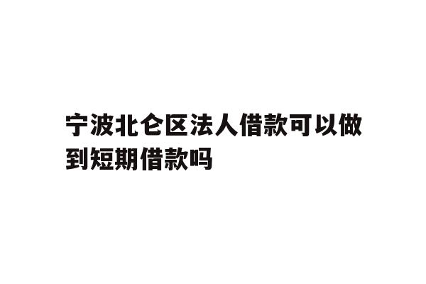 详细阅读:宁波北仑区法人借款可以做到短期借款吗 宁波北仑区法人借款可以做到短期借款吗