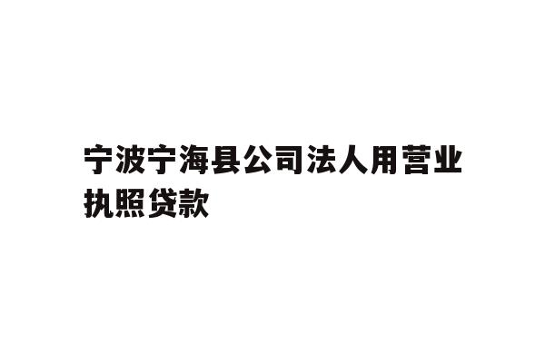 详细阅读:宁波宁海县公司法人用营业执照贷款 宁波宁海县公司法人用营业执照贷款
