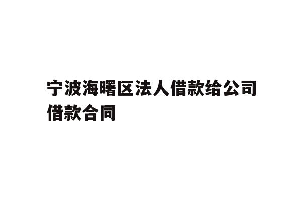 详细阅读:宁波海曙区法人借款给公司借款合同 宁波海曙区法人借款给公司借款合同