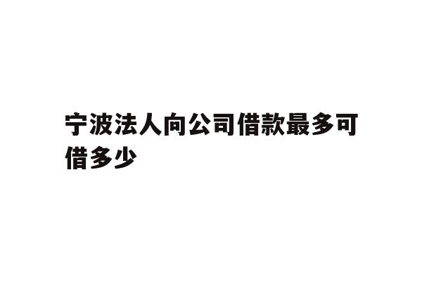 详细阅读:宁波法人向公司借款最多可借多少 宁波法人向公司借款最多可借多少