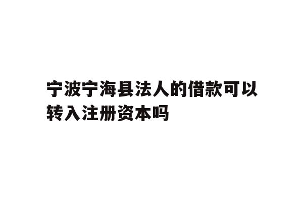 详细阅读:宁波宁海县法人的借款可以转入注册资本吗 宁波宁海县法人的借款可以转入注册资本吗