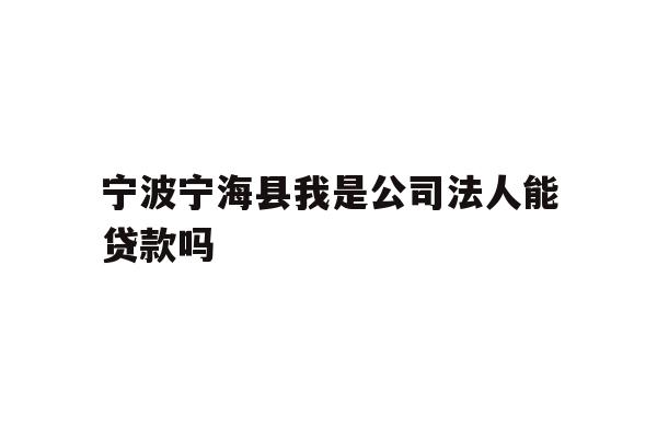 详细阅读:宁波宁海县我是公司法人能贷款吗 宁波宁海县我是公司法人能贷款吗