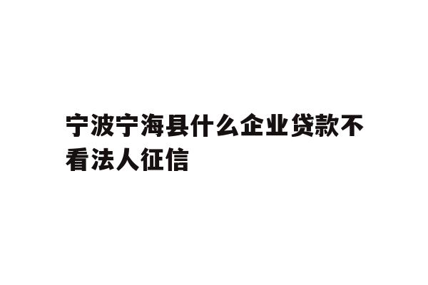 详细阅读:宁波宁海县什么企业贷款不看法人征信 宁波宁海县什么企业贷款不看法人征信