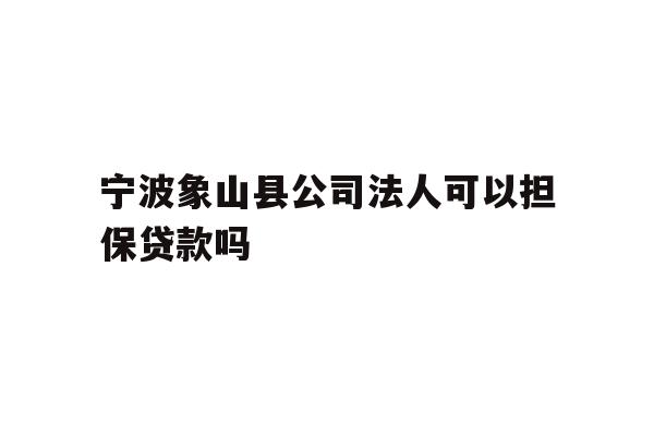 详细阅读:宁波象山县公司法人可以担保贷款吗 宁波象山县公司法人可以担保贷款吗