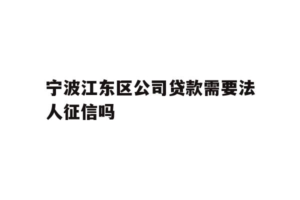 详细阅读:宁波江东区公司贷款需要法人征信吗 宁波江东区公司贷款需要法人征信吗