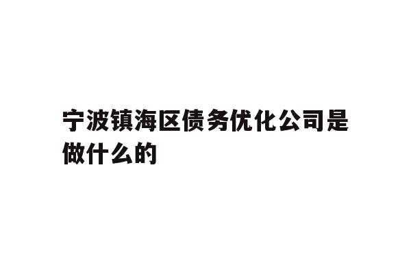 详细阅读:宁波镇海区债务优化公司是做什么的 宁波镇海区债务优化公司是做什么的