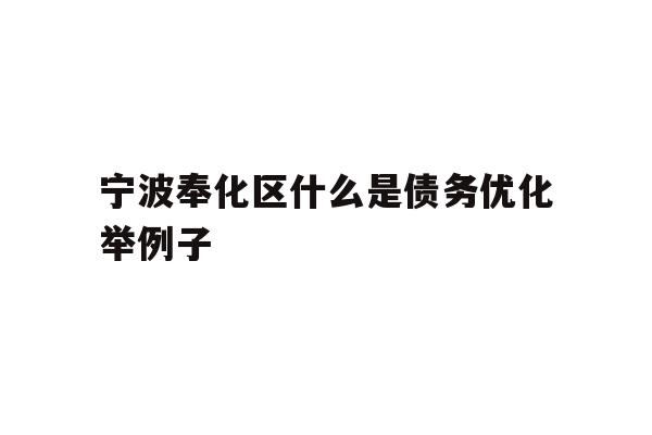 详细阅读:宁波奉化区什么是债务优化举例子 宁波奉化区什么是债务优化举例子