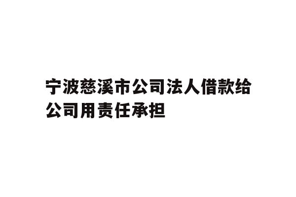 详细阅读:宁波慈溪市公司法人借款给公司用责任承担 宁波慈溪市公司法人借款给公司用责任承担
