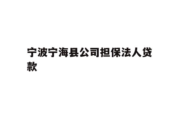 详细阅读:宁波宁海县公司担保法人贷款 宁波宁海县公司担保法人贷款