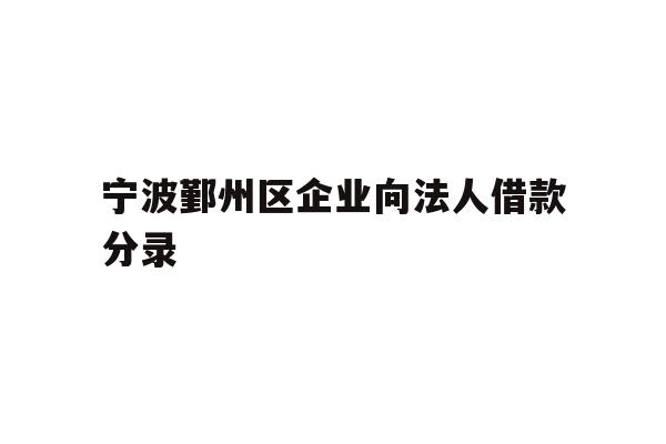 详细阅读:宁波鄞州区企业向法人借款分录 宁波鄞州区企业向法人借款分录