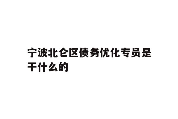 详细阅读:宁波北仑区债务优化专员是干什么的 宁波北仑区债务优化专员是干什么的