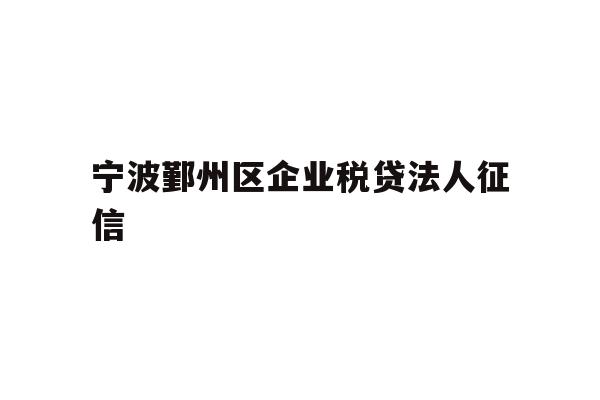详细阅读:宁波鄞州区企业税贷法人征信 宁波鄞州区企业税贷法人征信