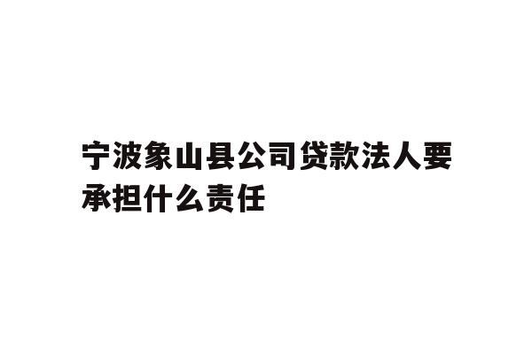 详细阅读:宁波象山县公司贷款法人要承担什么责任 宁波象山县公司贷款法人要承担什么责任