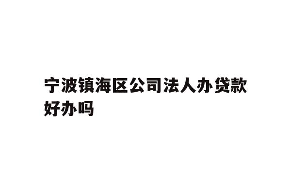 详细阅读:宁波镇海区公司法人办贷款好办吗 宁波镇海区公司法人办贷款好办吗