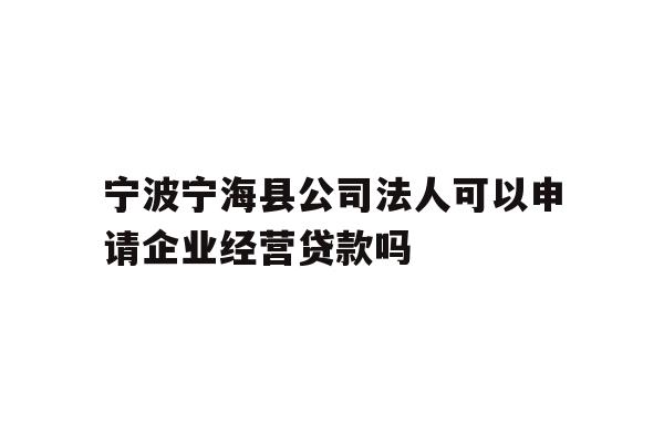 详细阅读:宁波宁海县公司法人可以申请企业经营贷款吗 宁波宁海县公司法人可以申请企业经营贷款吗