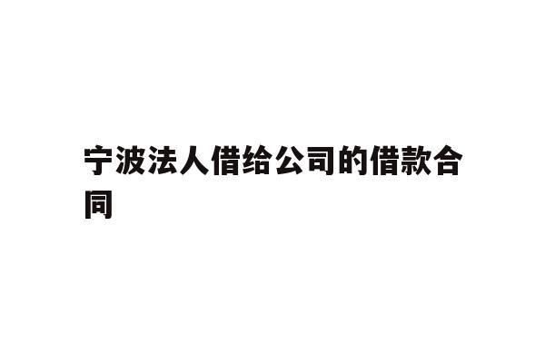 详细阅读:宁波法人借给公司的借款合同 宁波法人借给公司的借款合同
