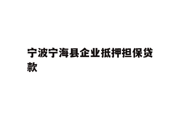 详细阅读:宁波宁海县企业抵押担保贷款 宁波宁海县企业抵押担保贷款